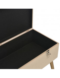 Panca con Vano Portaoggetti 80 cm Beige in Velluto