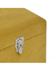 Panca con Vano Portaoggetti 80 cm Giallo Senape in Velluto