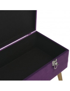 Panca con Vano Portaoggetti 80 cm Viola in Velluto
