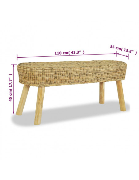 Panca da Ingresso 110x35x45 cm in Rattan Naturale