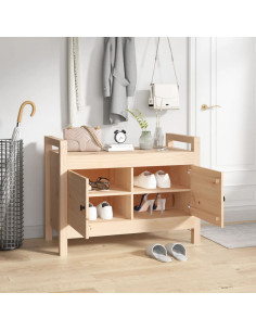 Panca da Ingresso 80x40x60 cm in Legno Massello di Pino