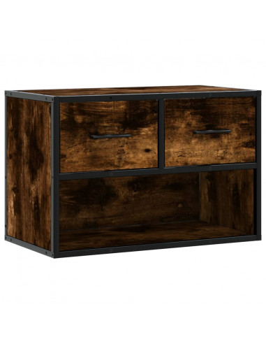 Mobile Porta TV Rovere Fumo 60x31x39,5 cm in Legno e Metallo