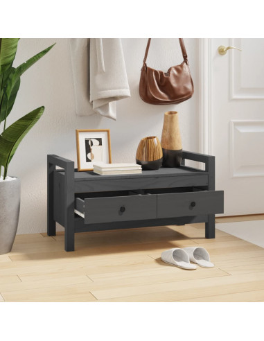 Panca da Ingresso Grigio 80x40x43 cm in Legno Massello di Pino
