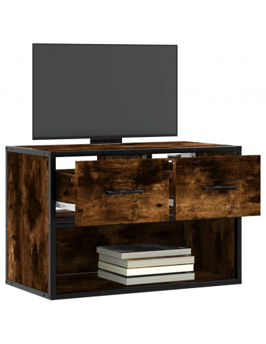 Mobile Porta TV Rovere Fumo 60x31x39,5 cm in Legno e Metallo