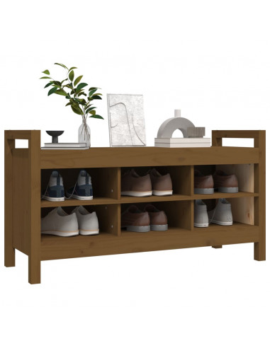 Panca da Ingresso Miele 110x40x60 cm in Legno Massello di Pino