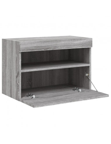 Mobile TV a Parete con Luci LED Grigio Sonoma 60x30x40 cm