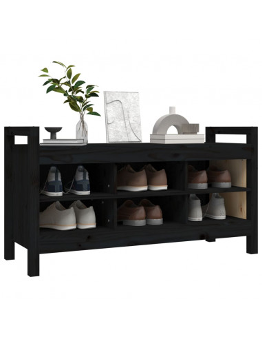 Panca da Ingresso Nero 110x40x60 cm in Legno Massello di Pino