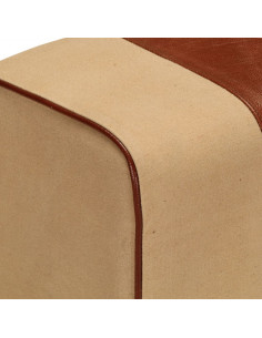 Panca da Palestra 38 cm Vera Pelle Marrone e Massello di Mango