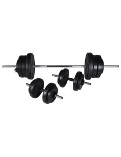 Panca da Palestra con Bilanciere e Set di Manubri 60,5 kg