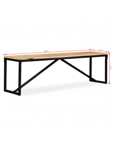 Panca in Legno Massello di Mango 160x35x45 cm