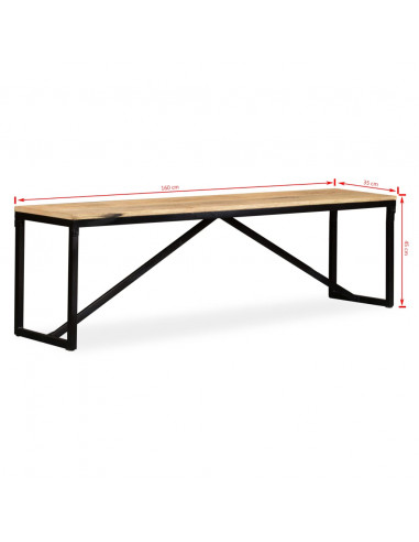 Panca in Legno Massello di Mango 160x35x45 cm