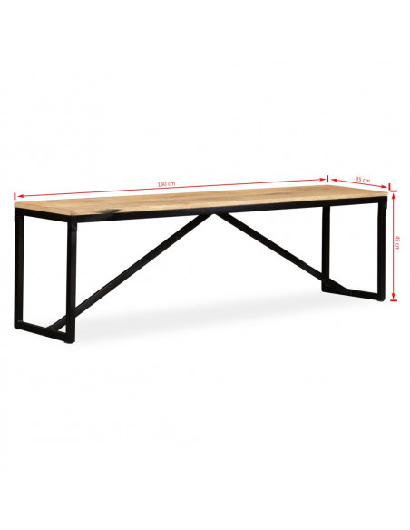 Panca in Legno Massello di Mango 160x35x45 cm