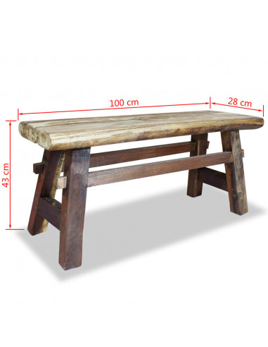 Panca in Legno Massello di Recupero 100x28x43 cm