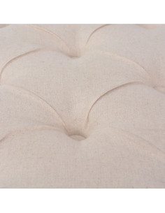 Panca in Legno Massello e Lino 110x38x48 cm Bianco Crema