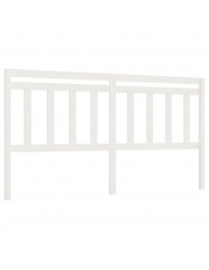 Testiera per Letto Bianca 206x4x100cm in Legno Massello di Pino 2