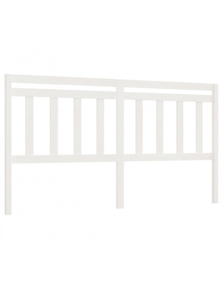 Testiera per Letto Bianca 206x4x100cm in Legno Massello di Pino