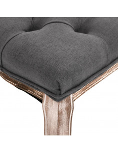 Panca in Lino e Legno Massello 110x38x48 cm Grigio Scuro