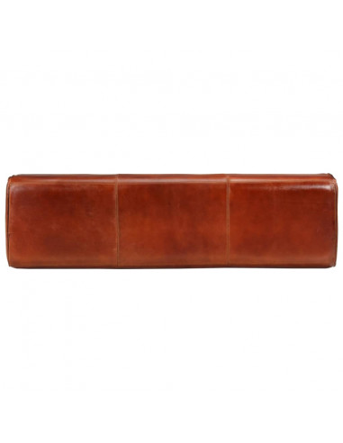 Panca Marrone 110 cm Vera Pelle Capra e Massello Mango
