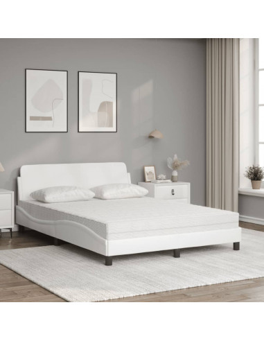 Letto con Materasso Bianco 140x190 cm in Similpelle