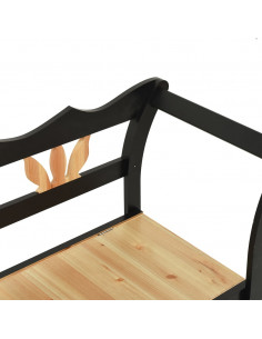 Panca Nera 107x45x75,5 cm Legno Massello di Abete