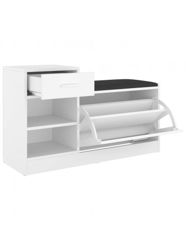 Panca Porta Scarpe Bianca 94,5x31x57 cm in Legno Multistrato