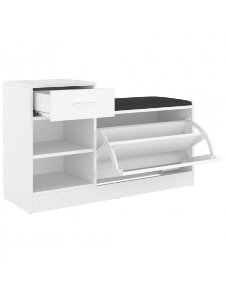 Panca Porta Scarpe Bianca 94,5x31x57 cm in Legno Multistrato