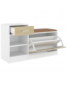 Panca Porta Scarpe Bianca Rovere Sonoma 94,5x31x57 Multistrato