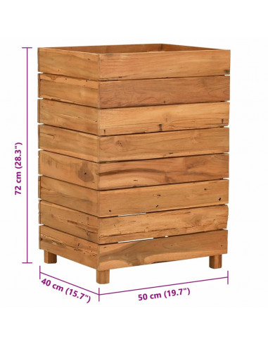 Letto Rialzato 50x40x72 cm Legno di Teak di Recupero e Acciaio