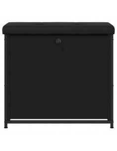 Panca Porta Scarpe con Cassetto Ribaltabile Nera 62x32x56 cm