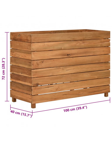 Letto Rialzato 100x40x72 cm Legno di Teak di Recupero e Acciaio