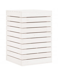Cesto per Bucato Bianco 44x44x66 cm Legno Massello Pino 2