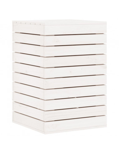 Cesto per Bucato Bianco 44x44x66 cm Legno Massello Pino