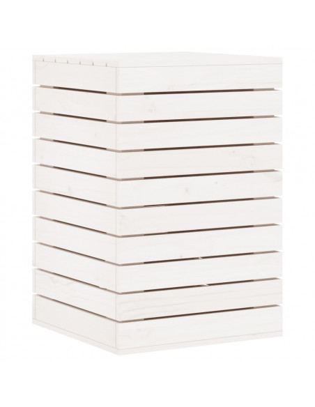Cesto per Bucato Bianco 44x44x66 cm Legno Massello Pino