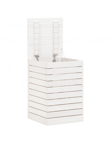 Cesto per Bucato Bianco 44x44x66 cm Legno Massello Pino