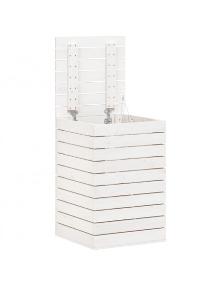 Cesto per Bucato Bianco 44x44x66 cm Legno Massello Pino