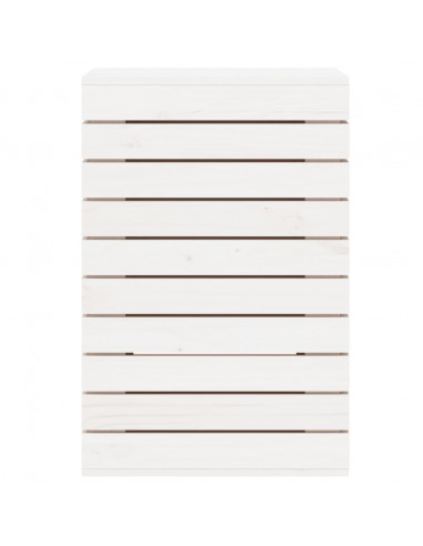 Cesto per Bucato Bianco 44x44x66 cm Legno Massello Pino