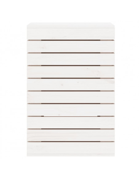 Cesto per Bucato Bianco 44x44x66 cm Legno Massello Pino