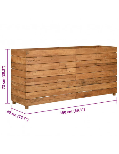 Letto Rialzato 150x40x72 cm Legno di Teak di Recupero e Acciaio