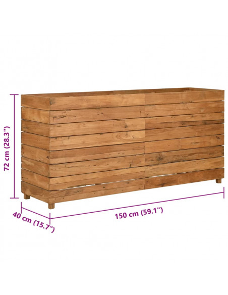 Letto Rialzato 150x40x72 cm Legno di Teak di Recupero e Acciaio