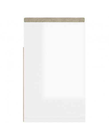 Panca Porta Scarpe Cuscino Bianco Lucido 104x30x49 Multistrato