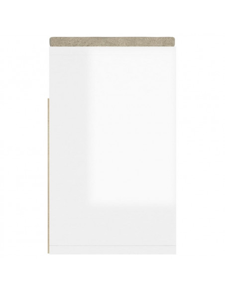 Panca Porta Scarpe Cuscino Bianco Lucido 104x30x49 Multistrato
