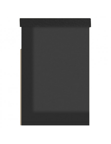Panca Porta Scarpe Cuscino Nero Lucido 80x30x47cm Multistrato