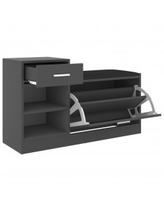 Panca Porta Scarpe Grigia 94,5x31x57 cm in Legno Multistrato
