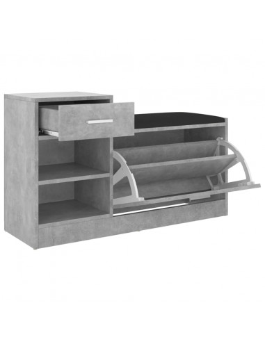 Panca Porta Scarpe Grigio Cemento 94,5x31x57 cm Multistrato