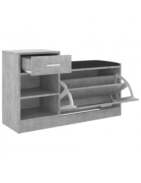 Panca Porta Scarpe Grigio Cemento 94,5x31x57 cm Multistrato