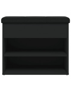 Panca Porta Scarpe Nera 62x32x50 cm in Legno Multistrato
