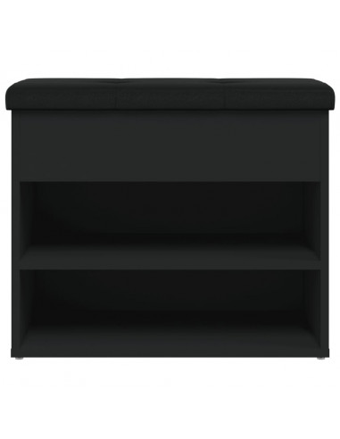 Panca Porta Scarpe Nera 62x32x50 cm in Legno Multistrato