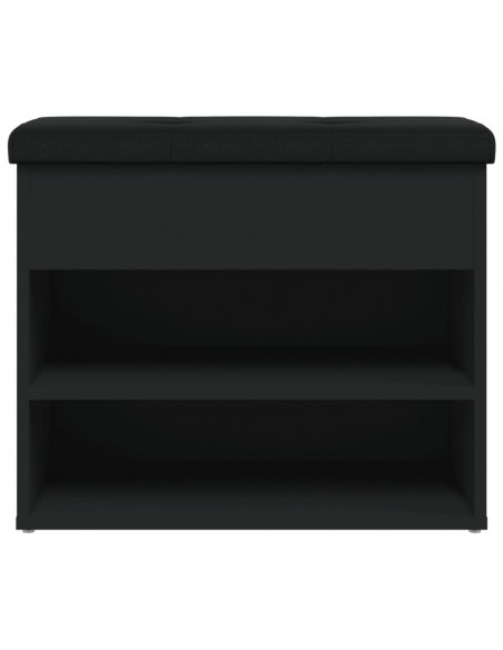 Panca Porta Scarpe Nera 62x32x50 cm in Legno Multistrato