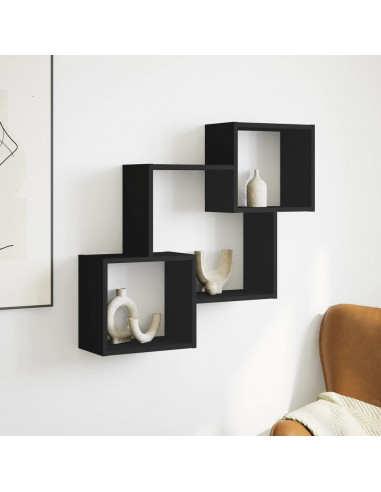 Mobile a Parete 78x18x71 cm Nero in Legno Multistrato
