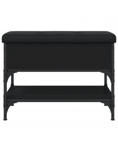 Panca Porta Scarpe Nera 62x42x45 cm in Legno Multistrato